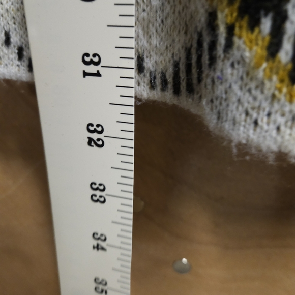 Love Ever After Sweater Knit  Cardigan Black White Yellow Open Pockets Plaid XL - Picture 11 of 13